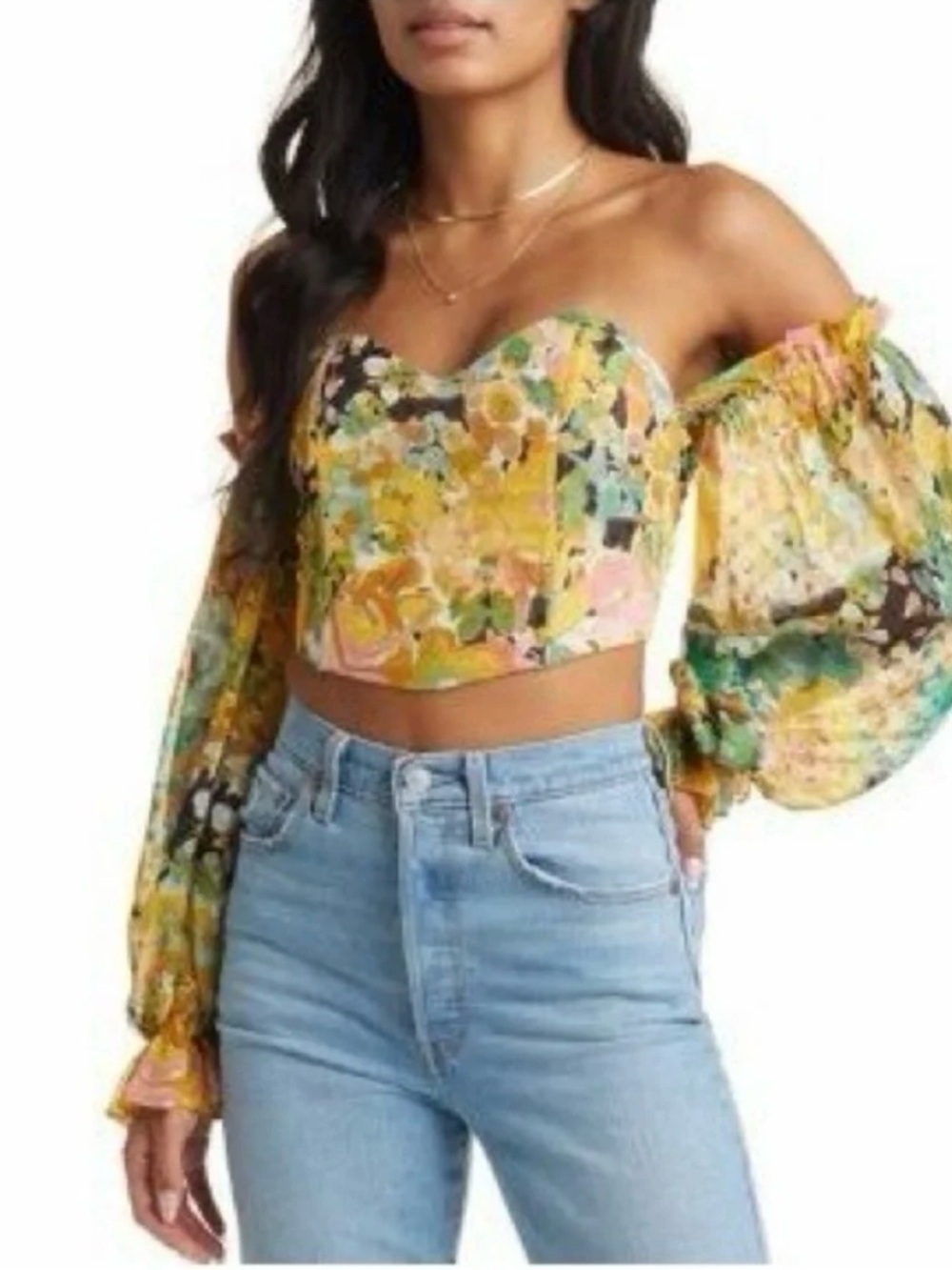 VICI Off the Shoulder Corset Crop Top - S